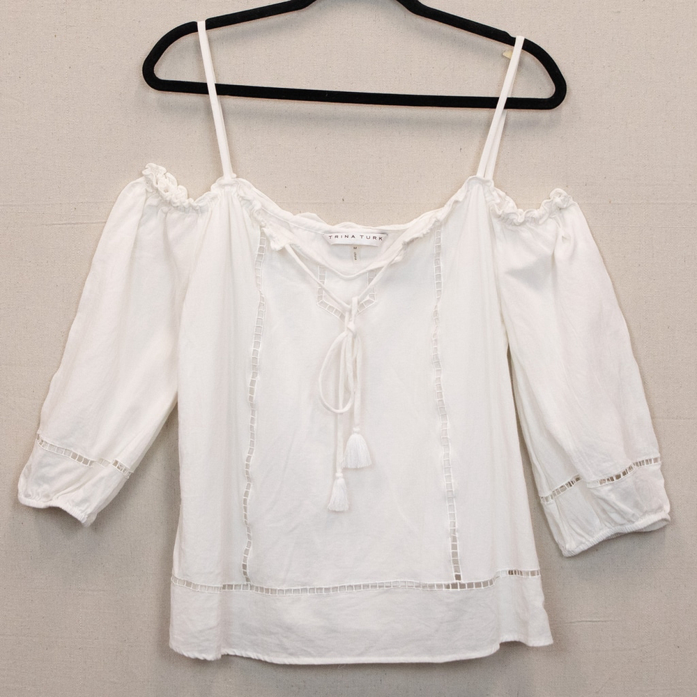Trina Turk Jillian off the shoulder boho white top-M